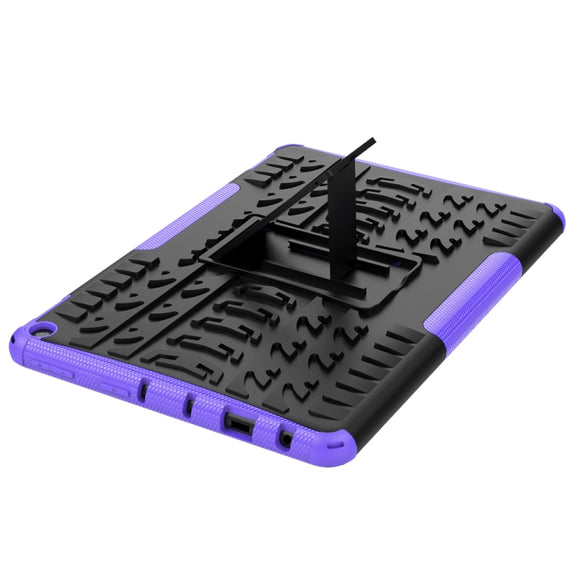 For Amazon Fire HD 10 2021 Tire Texture Shockproof TPU+PC Protective Case with Holder(Purple)