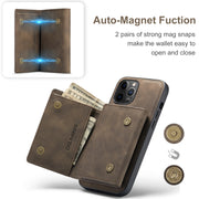 For iPhone 12 / 12 Pro DG.MING M1 Series 3-Fold Multi Card Wallet + Magnetic Back Cover Shockproof Case with Holder Function(Coffee)