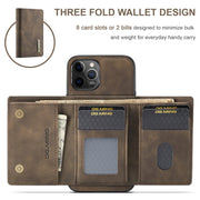 For iPhone 12 Pro Max DG.MING M1 Series 3-Fold Multi Card Wallet + Magnetic Back Cover Shockproof Case with Holder Function(Coffee)