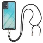 For Samsung Galaxy A51 / A515 Starry Sky Solid Color Series Shockproof PC + TPU Protective Case with Neck Strap(Black)