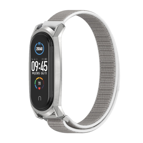 For Xiaomi Mi Band 6 / 5 / 4 / 3 Mijobs GT Nylon Loop Watch Band(Seashell Silver) - Watch Bands by MIJOBS