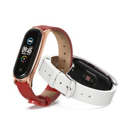 For Xiaomi Mi Band 6 / 5 / 4 / 3 Mijobs Metal Case Crazy Horse Texture PU Microfiber Plus Watch Band(White Silver)