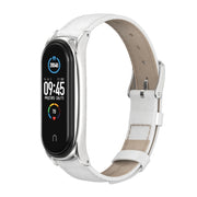 For Xiaomi Mi Band 6 / 5 / 4 / 3 Mijobs First Layer Cowhide Plus Watch Band(White) - Watch Bands by MIJOBS