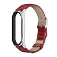 For Xiaomi Mi Band 6 / 5 / 4 / 3 Mijobs First Layer Cowhide Plus Watch Band(Red Silver) - Watch Bands by MIJOBS