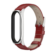 For Xiaomi Mi Band 6 / 5 / 4 / 3 Mijobs First Layer Cowhide Plus Watch Band(Red Silver) - Watch Bands by MIJOBS