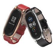 For Xiaomi Mi Band 6 / 5 / 4 / 3 Mijobs First Layer Cowhide Plus Watch Band(White) - Watch Bands by MIJOBS