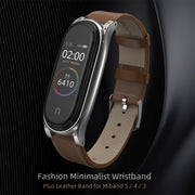For Xiaomi Mi Band 6 / 5 / 4 / 3 Mijobs First Layer Cowhide Plus Watch Band(White) - Watch Bands by MIJOBS