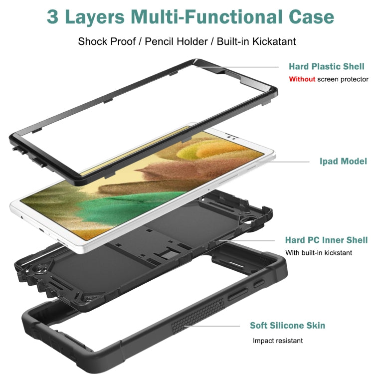 For Samsung Galaxy Tab A7 Lite T225/T220 Silicone + PC Shockproof Protective Case with Holder(Black)