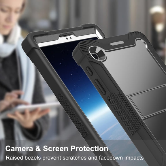 For Samsung Galaxy Tab A7 Lite T225/T220 Silicone + PC Shockproof Protective Case with Holder(Black)