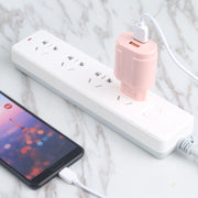 13-22 2.1A Dual USB Macarons Travel Charger, EU Plug(Blue)