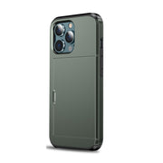 For iPhone 13 Pro Max Shockproof Armor Protective Case with Slide Card Slot (Army Green)