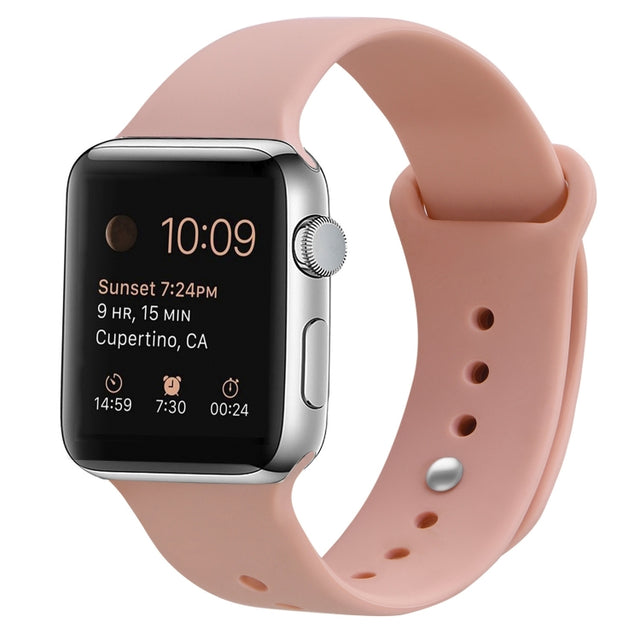 Silicone Watch Band For Apple Watch Series 9&8&7 41mm / SE 3&SE 2&6&SE&5&4 40mm / 3&2&1 38mm(Retro Rose)