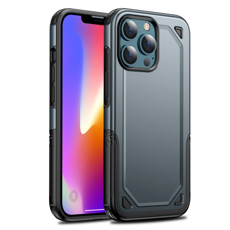 For iPhone 13 Shockproof Rugged Armor Protective Case(Blue)
