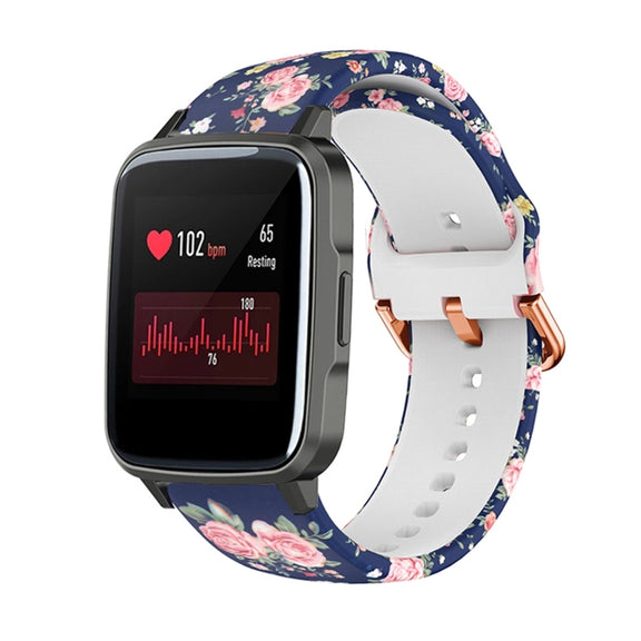 For Xiaomi Haylou LS01 Silicone Printing Watch Band(Blue Pink Rose) - Watch Bands by MIJOBS