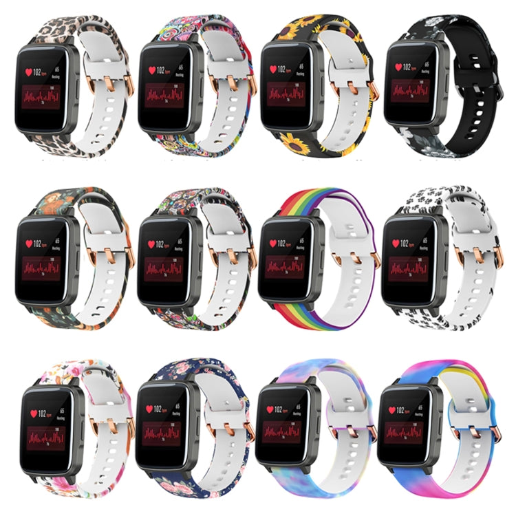 For Xiaomi Haylou LS01 Silicone Printing Watch Band(Blue Pink Rose) - Watch Bands by MIJOBS