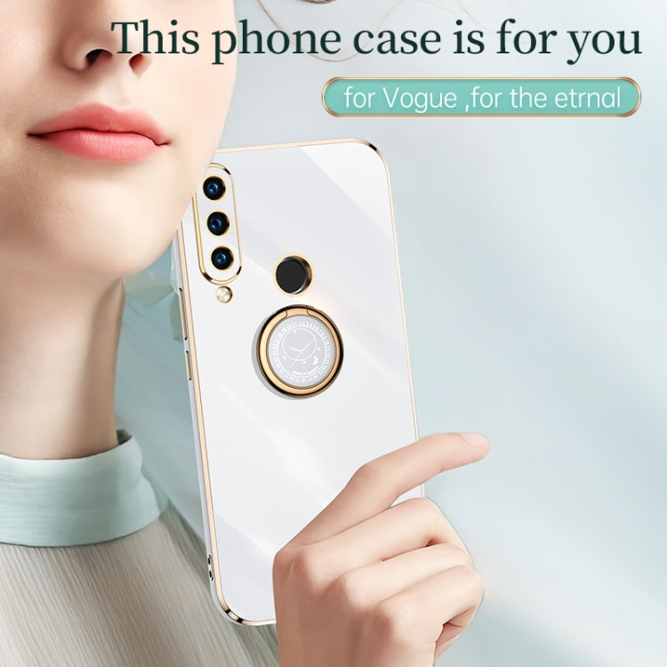 For Huawei P30 Lite XINLI Straight Edge 6D Electroplate TPU Phone Case with Ring Holder(Mint Green)