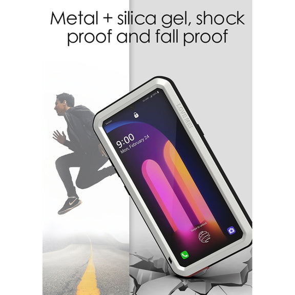 For LG V60 ThinQ 5G LOVE MEI Metal Shockproof Water-resistant Dustproof Protective Case with Glass(Black)