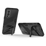 For OnePlus Nord 2 5G Punk Armor 2 in 1 PC + TPU Shockproof Case with Invisible Holder(Black)