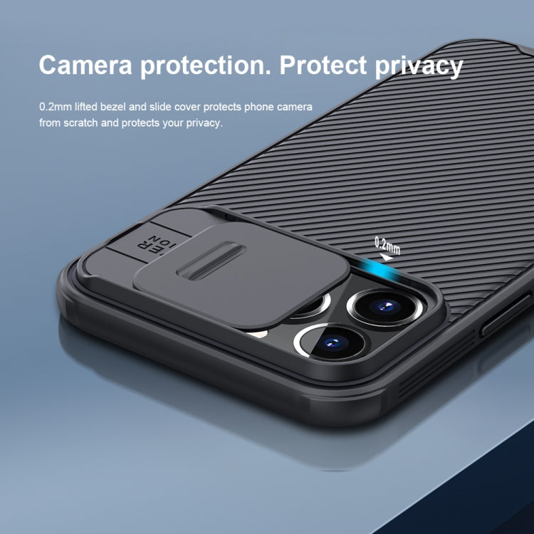 For iPhone 13 Pro Max NILLKIN Black Mirror Pro Series Camshield Full Coverage Dust-proof Scratch Resistant Phone Case (Black)