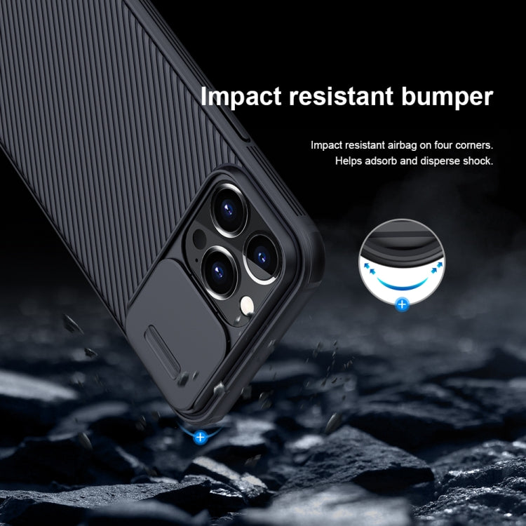 For iPhone 13 Pro Max NILLKIN Black Mirror Pro Series Camshield Full Coverage Dust-proof Scratch Resistant Phone Case (Black)