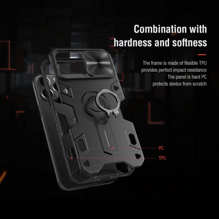 For iPhone 13 Pro Max NILLKIN Shockproof CamShield Armor Protective Case with Invisible Ring Holder (Green)