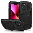 For iPhone 13 R-JUST Shockproof Waterproof Dust-proof Metal + Silicone Protective Case with Holder(Black) - iPhone 13 Cases by R-JUST | Online Shopping South Africa | PMC TechLife | Buy Now Pay Later Mobicred