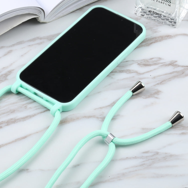 For iPhone 13 Pro Candy Colors TPU Protective Case with Lanyard (Mint Green)