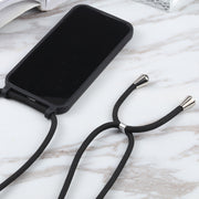 For iPhone 13 Pro Max Candy Colors TPU Protective Case with Lanyard (Black)