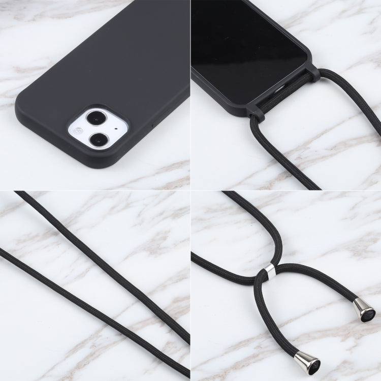 For iPhone 13 Pro Max Candy Colors TPU Protective Case with Lanyard (Black)