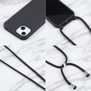For iPhone 13 Pro Max Candy Colors TPU Protective Case with Lanyard (Black)
