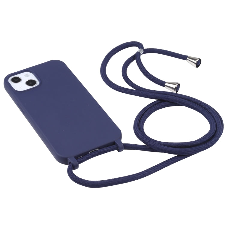 For iPhone 13 Pro Max Candy Colors TPU Protective Case with Lanyard (Dark Blue)