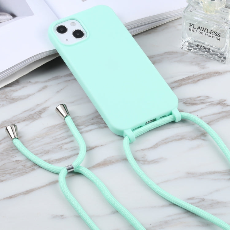 For iPhone 13 Pro Max Candy Colors TPU Protective Case with Lanyard (Mint Green)