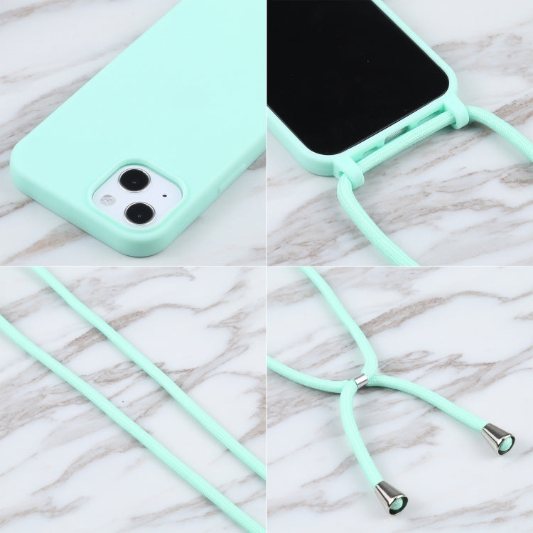 For iPhone 13 Pro Max Candy Colors TPU Protective Case with Lanyard (Mint Green)