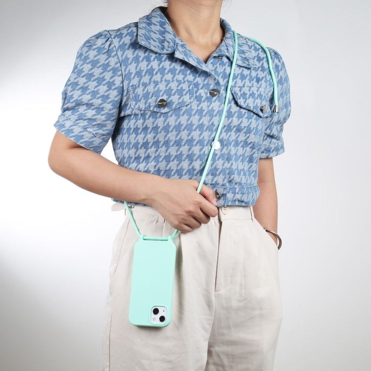 For iPhone 13 Pro Max Candy Colors TPU Protective Case with Lanyard (Mint Green)