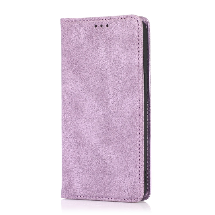 For iPhone 13 Strong Magnetic Crazy Horse Texture Horizontal Flip Leather Case with Holder & Card Slots & Wallet(Purple)