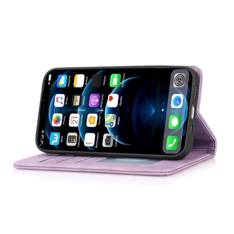 For iPhone 13 Strong Magnetic Crazy Horse Texture Horizontal Flip Leather Case with Holder & Card Slots & Wallet(Purple)