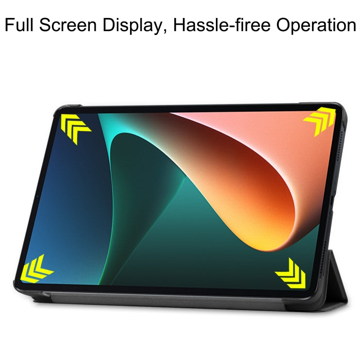 For Xiaomi Pad 5 Custer Texture Horizontal Flip Leather Case with Three-folding Holder & Sleep / Wake-up Function(Black)