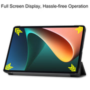 For Xiaomi Pad 5 Custer Texture Horizontal Flip Leather Case with Three-folding Holder & Sleep / Wake-up Function(Black)