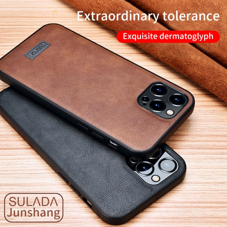 For iPhone 13 Pro SULADA Shockproof TPU + Handmade Leather Protective Case (Brown)
