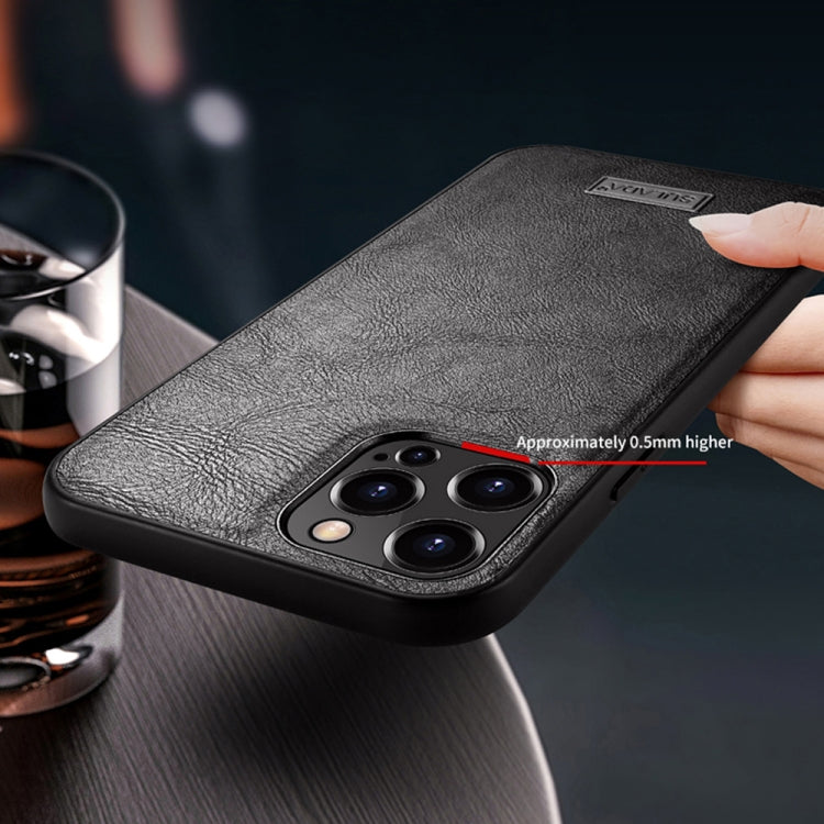 For iPhone 13 Pro SULADA Shockproof TPU + Handmade Leather Protective Case (Brown)