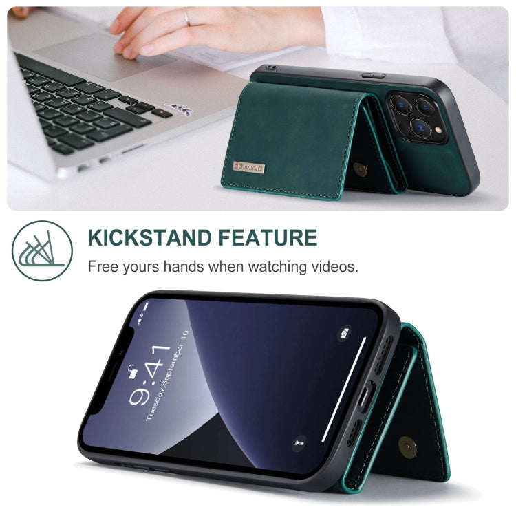 For iPhone 13 Pro Max DG.MING M1 Series 3-Fold Multi Card Wallet Shockproof Case with Holder Function (Green)