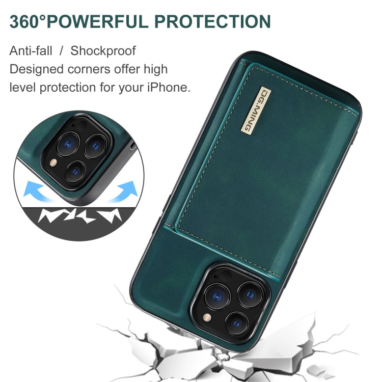 For iPhone 13 Pro Max DG.MING M1 Series 3-Fold Multi Card Wallet Shockproof Case with Holder Function (Green)