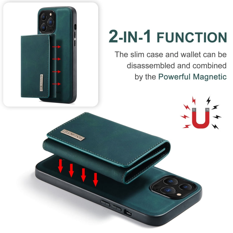 For iPhone 13 Pro Max DG.MING M1 Series 3-Fold Multi Card Wallet Shockproof Case with Holder Function (Green)