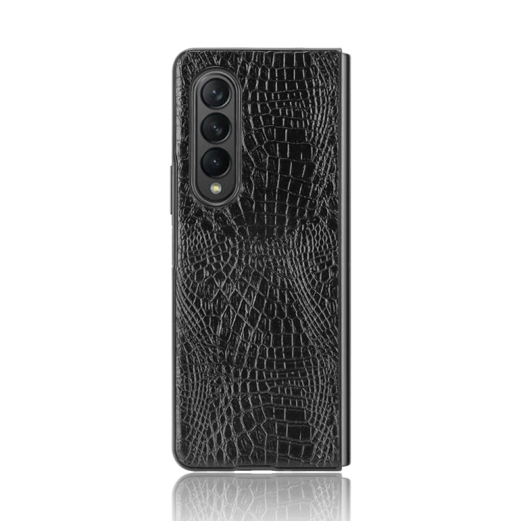 For Samsung Galaxy Z Fold3 5G Shockproof Crocodile Texture PC + PU Case(Black)