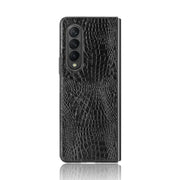For Samsung Galaxy Z Fold3 5G Shockproof Crocodile Texture PC + PU Case(Black)