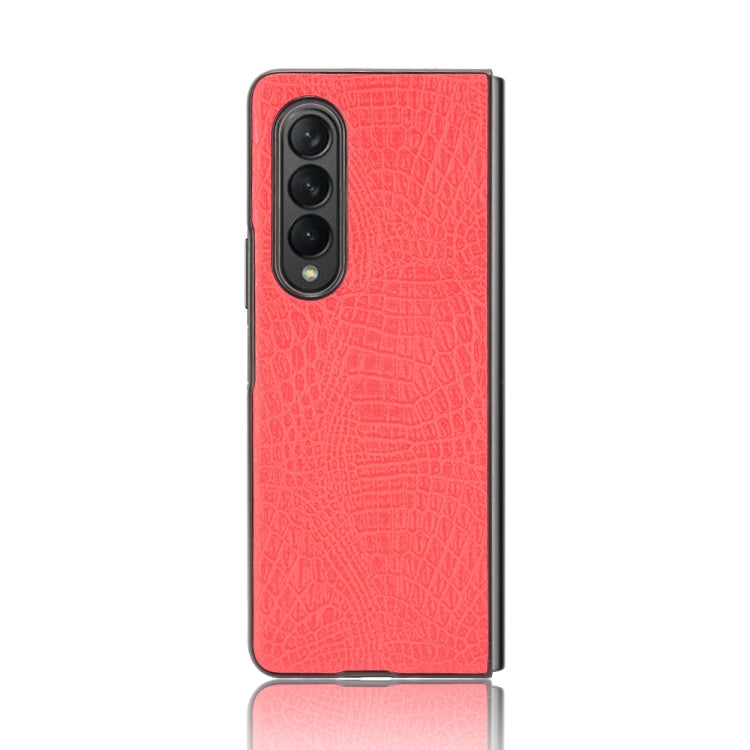 For Samsung Galaxy Z Fold3 5G Shockproof Crocodile Texture PC + PU Case(Red)