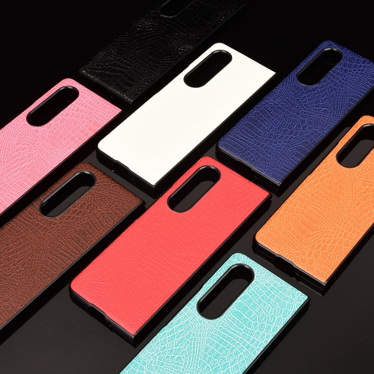 For Samsung Galaxy Z Fold3 5G Shockproof Crocodile Texture PC + PU Case(Red)