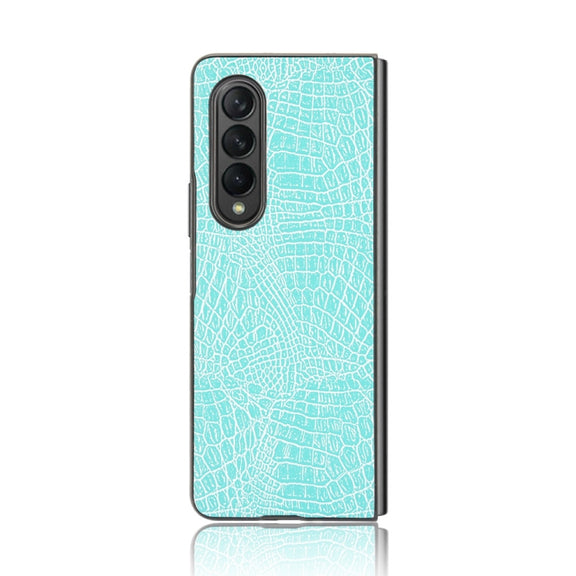 For Samsung Galaxy Z Fold3 5G Shockproof Crocodile Texture PC + PU Case(Light Green)