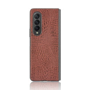 For Samsung Galaxy Z Fold3 5G Shockproof Crocodile Texture PC + PU Case(Brown)