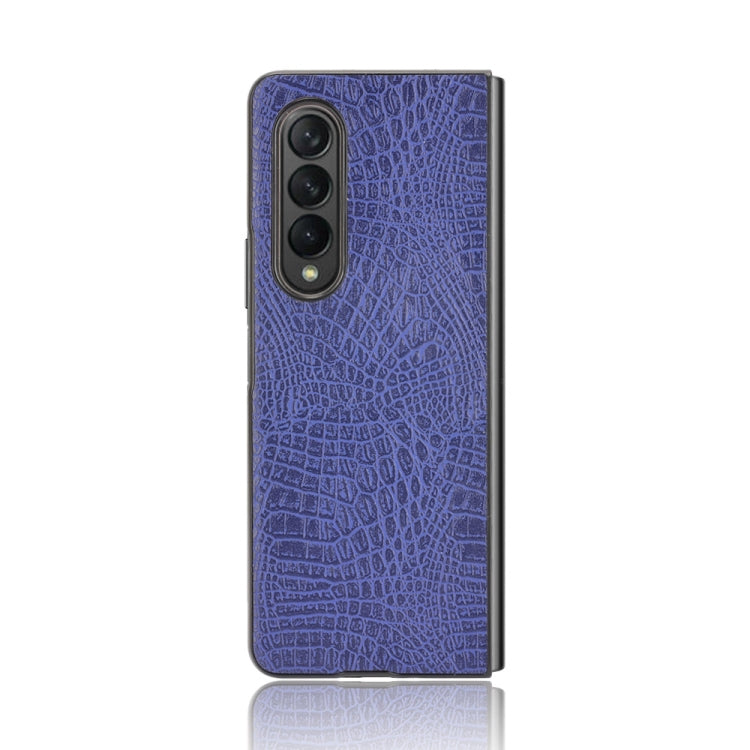 For Samsung Galaxy Z Fold3 5G Shockproof Crocodile Texture PC + PU Case(Blue)